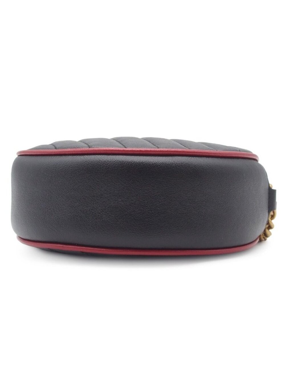 Gucci Chain Shoulder Bag Black Leather Round GG Marmont - Picture 4 of 9